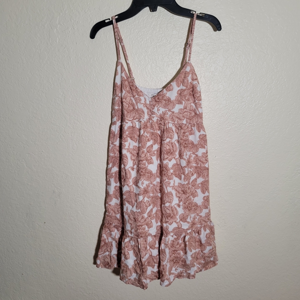 Abercrombie & Fitch | Floral Babydoll Mini Dress XS Linen Blend Bohemian Fairy - Picture 2 of 9